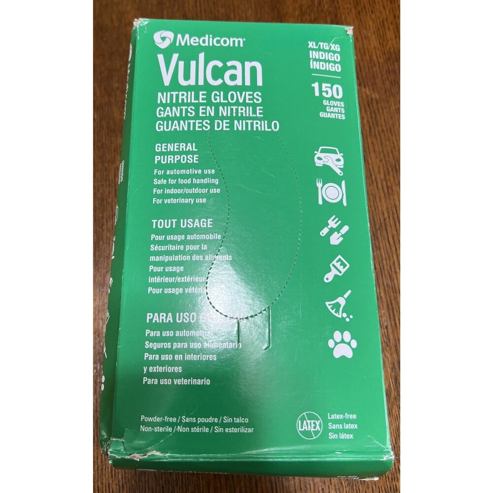 Medicom Vulcan Nitrile Gloves General Purpose, Extra-Large, 150 Gloves